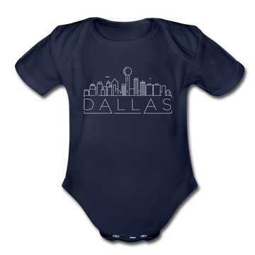 Dallas, Texas Baby Bodysuit - Organic Skyline Dallas Baby Bodysuit - dark navy