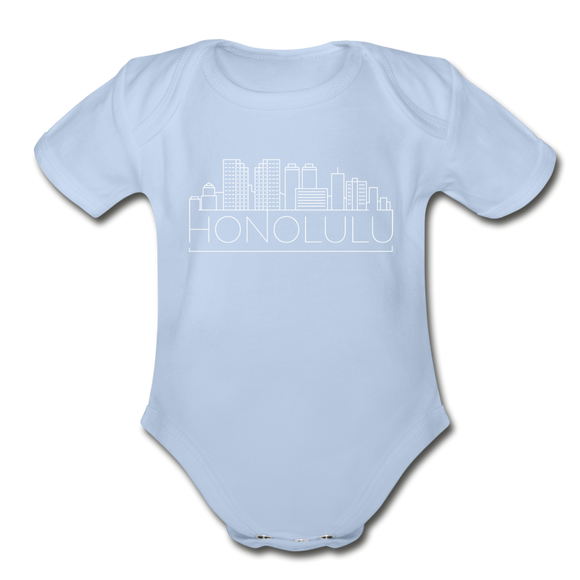 Honolulu, Hawaii Baby Bodysuit - Organic Skyline Honolulu Baby Bodysuit - sky