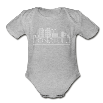 Honolulu, Hawaii Baby Bodysuit - Organic Skyline Honolulu Baby Bodysuit - heather gray