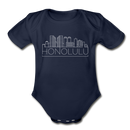 Honolulu, Hawaii Baby Bodysuit - Organic Skyline Honolulu Baby Bodysuit - dark navy