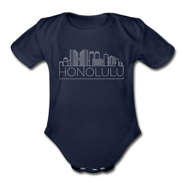 Honolulu, Hawaii Baby Bodysuit - Organic Skyline Honolulu Baby Bodysuit - dark navy