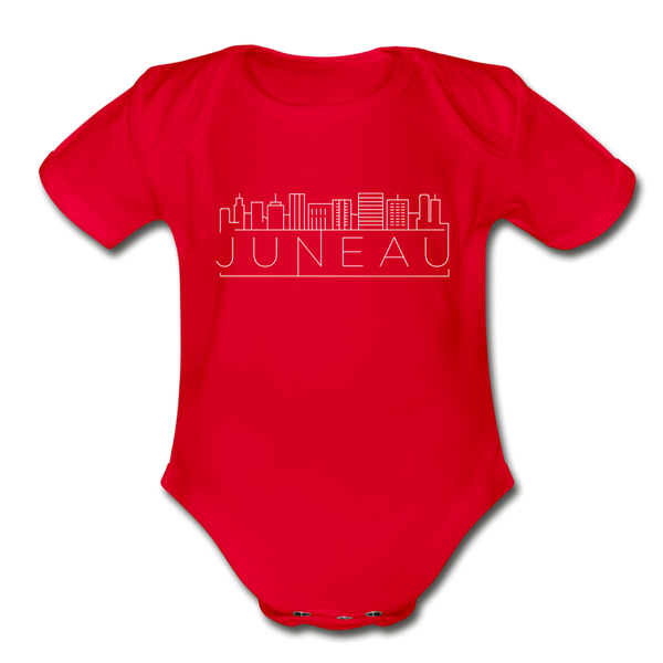 Juneau, Alaska Baby Bodysuit - Organic Skyline Juneau Baby Bodysuit - red