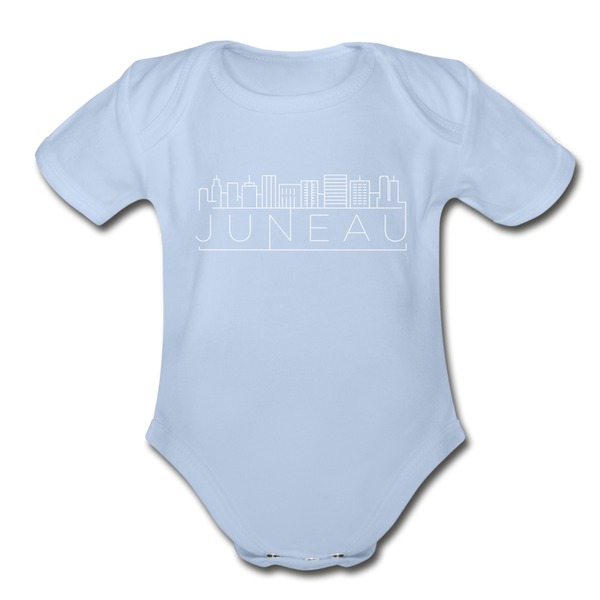 Juneau, Alaska Baby Bodysuit - Organic Skyline Juneau Baby Bodysuit - sky