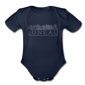 Juneau, Alaska Baby Bodysuit - Organic Skyline Juneau Baby Bodysuit - dark navy