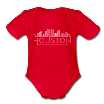 Houston, Texas Baby Bodysuit - Organic Skyline Houston Baby Bodysuit - red