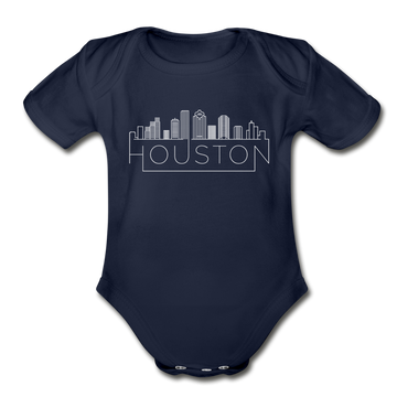 Houston, Texas Baby Bodysuit - Organic Skyline Houston Baby Bodysuit - dark navy