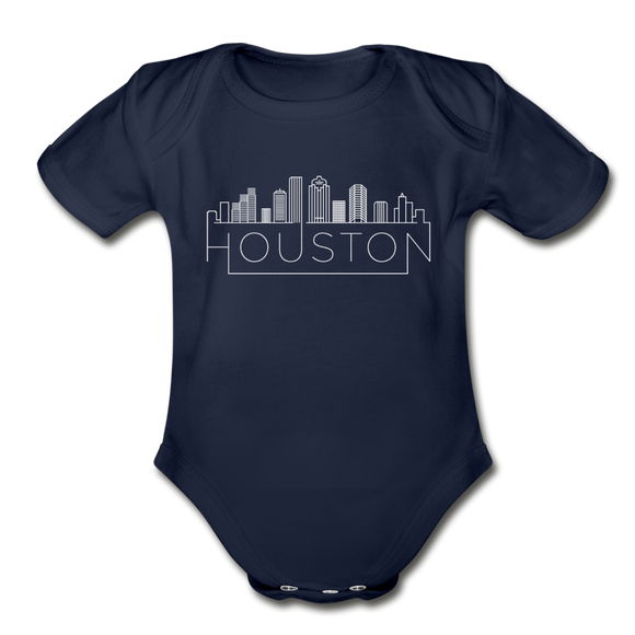 Houston, Texas Baby Bodysuit - Organic Skyline Houston Baby Bodysuit - dark navy