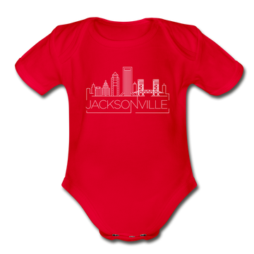 Jacksonville, Florida Baby Bodysuit - Organic Skyline Jacksonville Baby Bodysuit - red