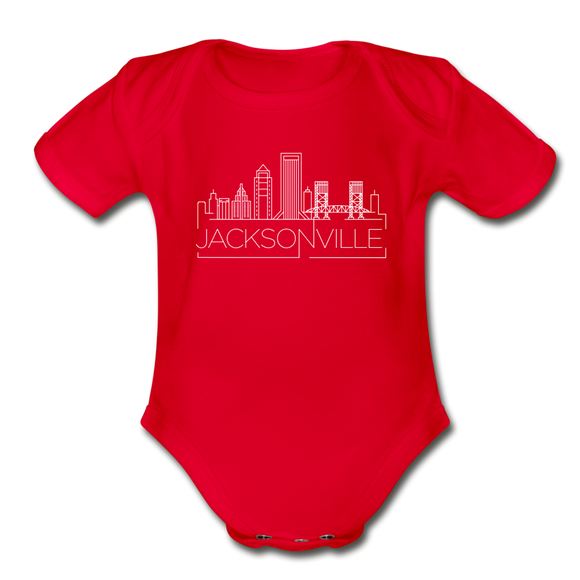Jacksonville, Florida Baby Bodysuit - Organic Skyline Jacksonville Baby Bodysuit - red