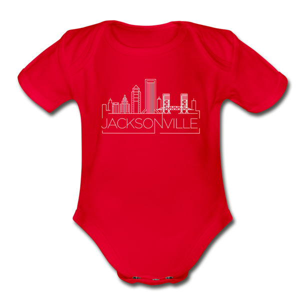 Jacksonville, Florida Baby Bodysuit - Organic Skyline Jacksonville Baby Bodysuit - red