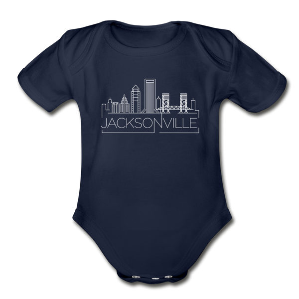 Jacksonville, Florida Baby Bodysuit - Organic Skyline Jacksonville Baby Bodysuit - dark navy