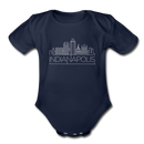 Indianapolis, Indiana Baby Bodysuit - Organic Skyline Indianapolis Baby Bodysuit - dark navy