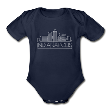 Indianapolis, Indiana Baby Bodysuit - Organic Skyline Indianapolis Baby Bodysuit - dark navy