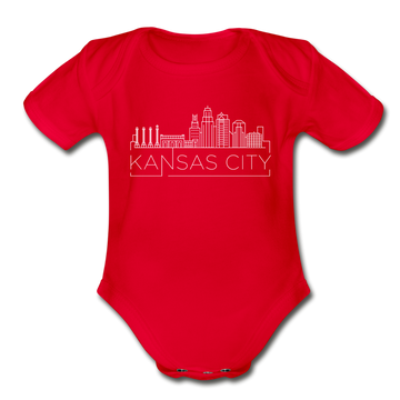 Kansas City, Missouri Baby Bodysuit - Organic Skyline Kansas City Baby Bodysuit - red