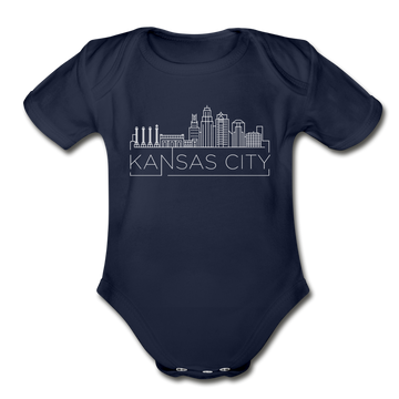Kansas City, Missouri Baby Bodysuit - Organic Skyline Kansas City Baby Bodysuit - dark navy