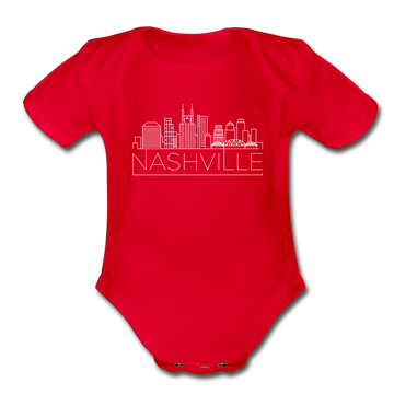 Nashville, Tennessee Baby Bodysuit - Organic Skyline Nashville Baby Bodysuit - red