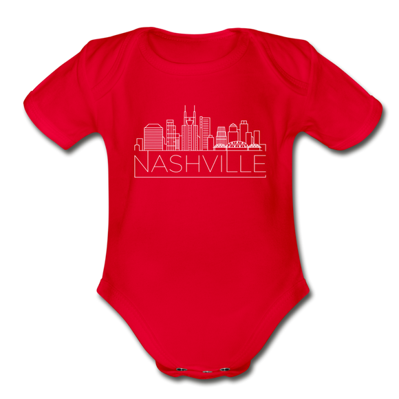 Nashville, Tennessee Baby Bodysuit - Organic Skyline Nashville Baby Bodysuit - red