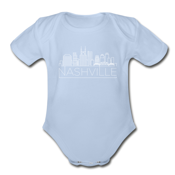 Nashville, Tennessee Baby Bodysuit - Organic Skyline Nashville Baby Bodysuit - sky