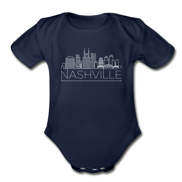 Nashville, Tennessee Baby Bodysuit - Organic Skyline Nashville Baby Bodysuit - dark navy