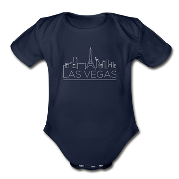 Las Vegas, Nevada Baby Bodysuit - Organic Skyline Las Vegas Baby Bodysuit - dark navy