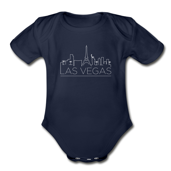 Las Vegas, Nevada Baby Bodysuit - Organic Skyline Las Vegas Baby Bodysuit - dark navy
