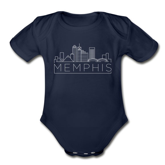 Memphis, Tennessee Baby Bodysuit - Organic Skyline Memphis Baby Bodysuit - dark navy