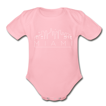 Miami, Florida Baby Bodysuit - Organic Skyline Miami Baby Bodysuit - light pink