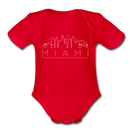 Miami, Florida Baby Bodysuit - Organic Skyline Miami Baby Bodysuit - red