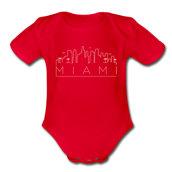 Miami, Florida Baby Bodysuit - Organic Skyline Miami Baby Bodysuit - red