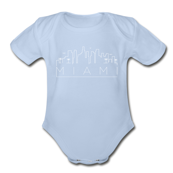 Miami, Florida Baby Bodysuit - Organic Skyline Miami Baby Bodysuit - sky