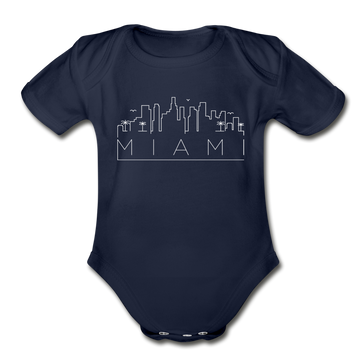 Miami, Florida Baby Bodysuit - Organic Skyline Miami Baby Bodysuit - dark navy