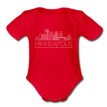 Minneapolis, Minnesota Baby Bodysuit - Organic Skyline Minneapolis Baby Bodysuit - red