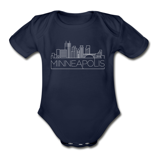 Minneapolis, Minnesota Baby Bodysuit - Organic Skyline Minneapolis Baby Bodysuit - dark navy
