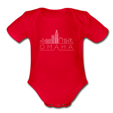 Omaha, Nebraska Baby Bodysuit - Organic Skyline Omaha Baby Bodysuit - red