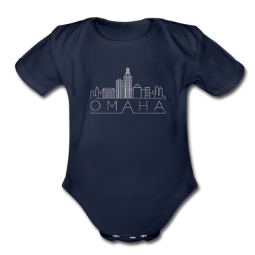 Omaha, Nebraska Baby Bodysuit - Organic Skyline Omaha Baby Bodysuit - dark navy