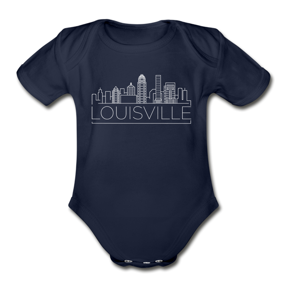 Louisville, Kentucky Baby Bodysuit - Organic Skyline Louisville Baby Bodysuit - dark navy