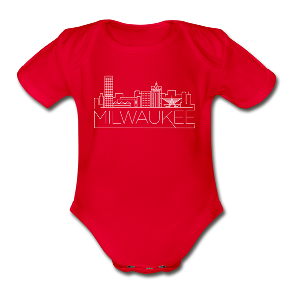 Milwaukee, Wisconsin Baby Bodysuit - Organic Skyline Milwaukee Baby Bodysuit - red
