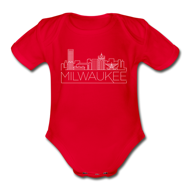 Milwaukee, Wisconsin Baby Bodysuit - Organic Skyline Milwaukee Baby Bodysuit - red