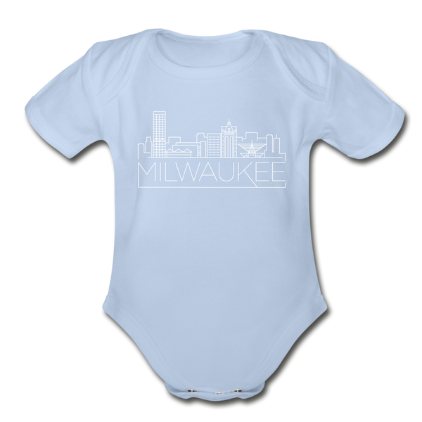 Milwaukee, Wisconsin Baby Bodysuit - Organic Skyline Milwaukee Baby Bodysuit - sky