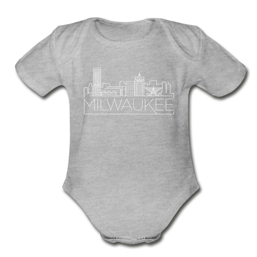 Milwaukee, Wisconsin Baby Bodysuit - Organic Skyline Milwaukee Baby Bodysuit - heather gray