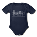 Milwaukee, Wisconsin Baby Bodysuit - Organic Skyline Milwaukee Baby Bodysuit - dark navy