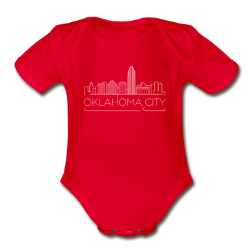 Oklahoma City, Oklahoma Baby Bodysuit - Organic Skyline Oklahoma City Baby Bodysuit - red