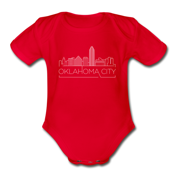Oklahoma City, Oklahoma Baby Bodysuit - Organic Skyline Oklahoma City Baby Bodysuit - red