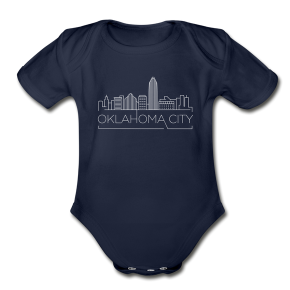 Oklahoma City, Oklahoma Baby Bodysuit - Organic Skyline Oklahoma City Baby Bodysuit - dark navy