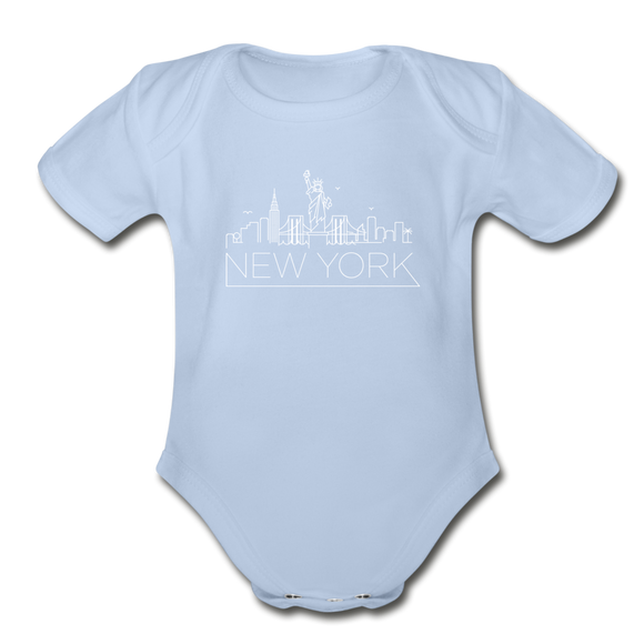 New York Baby Bodysuit - Organic Skyline New York Baby Bodysuit - sky