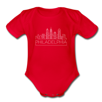 Philadelphia, Pennsylvania Baby Bodysuit - Organic Skyline Philadelphia Baby Bodysuit - red