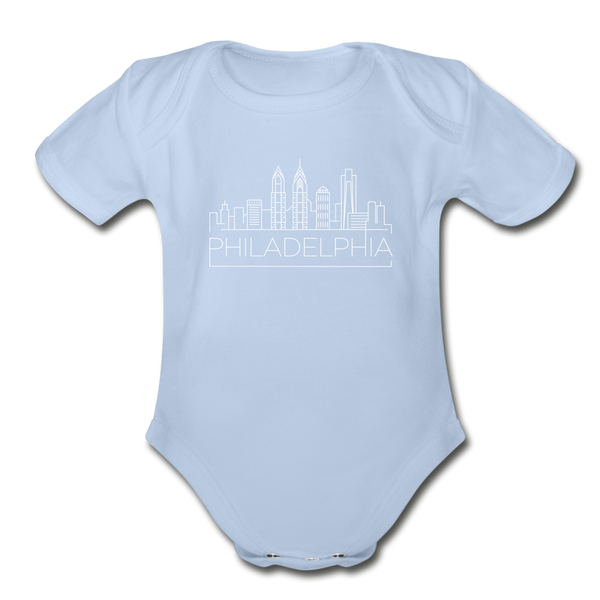 Philadelphia, Pennsylvania Baby Bodysuit - Organic Skyline Philadelphia Baby Bodysuit - sky