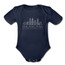 Philadelphia, Pennsylvania Baby Bodysuit - Organic Skyline Philadelphia Baby Bodysuit - dark navy
