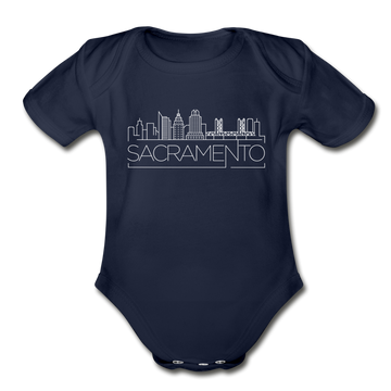 Sacramento, California Baby Bodysuit - Organic Skyline Sacramento Baby Bodysuit - dark navy