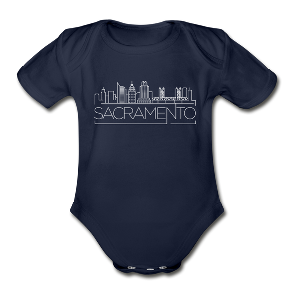 Sacramento, California Baby Bodysuit - Organic Skyline Sacramento Baby Bodysuit - dark navy